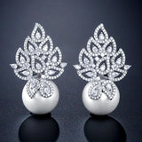 Zircon Flower Stud Earrings Wedding Jewelry