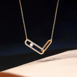 Minimal Hollow Out Double Pin Necklaces for Women's Geometric Pendant