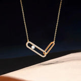 Minimal Hollow Out Double Pin Necklaces for Women's Geometric Pendant