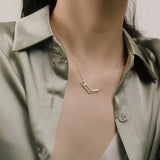 Minimal Hollow Out Double Pin Necklaces for Women's Geometric Pendant