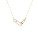 Minimal Hollow Out Double Pin Necklaces for Women's Geometric Pendant