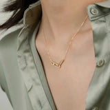 Minimal Hollow Out Double Pin Necklaces for Women's Geometric Pendant