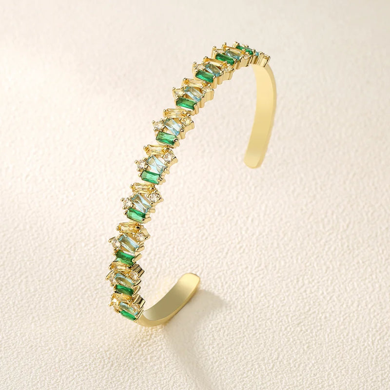 Irregular CZ Open Cuff Bangles for Women
