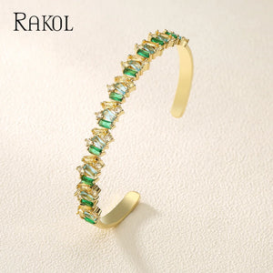 Irregular CZ Open Cuff Bangles for Women