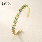 Irregular CZ Open Cuff Bangles for Women