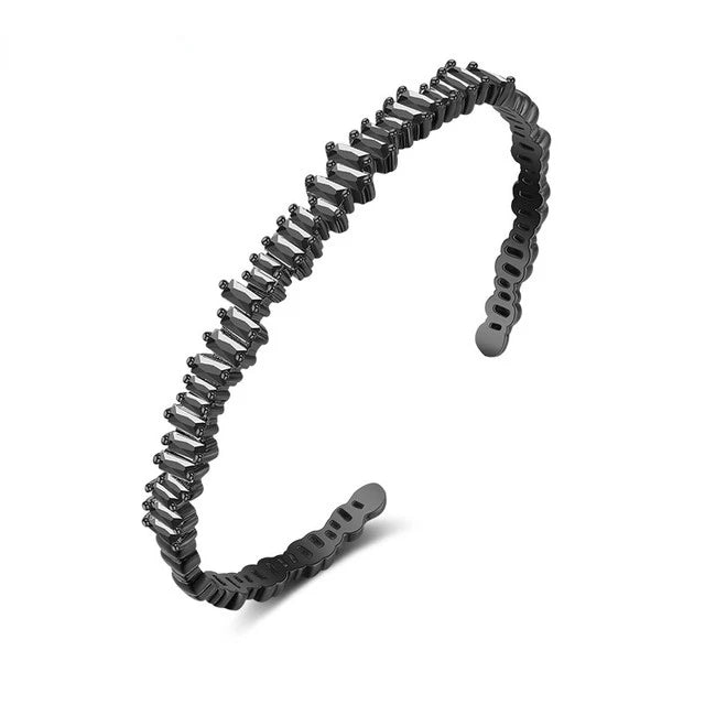 Cubic Zirconia Open Cuff Bangle Bracelet for Women