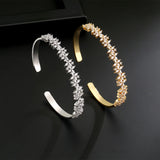 CZ Flower Bangle Bracelet Bridal Wedding Party Jewelry