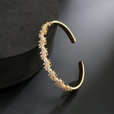 CZ Flower Bangle Bracelet Bridal Wedding Party Jewelry