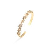 CZ Flower Bangle Bracelet Bridal Wedding Party Jewelry