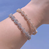 CZ Flower Bangle Bracelet Bridal Wedding Party Jewelry