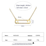 Zircon Paper Clip Necklace Oval Geometry Pendant Jewelry
