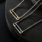 Zircon Paper Clip Necklace Oval Geometry Pendant Jewelry