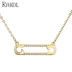 Zircon Paper Clip Necklace Oval Geometry Pendant Jewelry