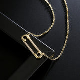 Zircon Paper Clip Necklace Oval Geometry Pendant Jewelry