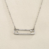 Zircon Paper Clip Necklace Oval Geometry Pendant Jewelry