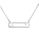 Zircon Paper Clip Necklace Oval Geometry Pendant Jewelry