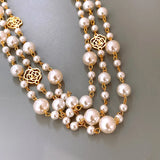Rose Pearl Necklace Long Layer Winding Chain Jewelry