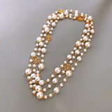 Rose Pearl Necklace Long Layer Winding Chain Jewelry
