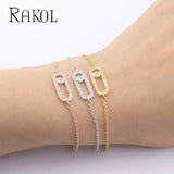CZ Geometric Oval Charm Bracelets - Wedding Jewelry Accessories