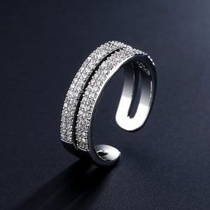 Zircon Crystal CZ Ring Open Adjustable Rings for Women