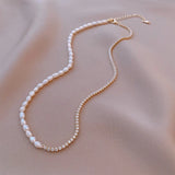 Freshwater Pearl Rhinestone Necklace for Women
