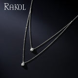 Water Drop Cubic Zirconia Pendant Double Layer Necklace for Women