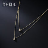 Water Drop Cubic Zirconia Pendant Double Layer Necklace for Women