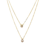 Water Drop Cubic Zirconia Pendant Double Layer Necklace for Women