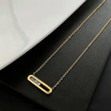Zircon Pendant Necklaces for Women INS Hollow Oval Sweater Chain