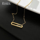 Zircon Pendant Necklaces for Women INS Hollow Oval Sweater Chain