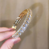Vintage Green Zircon Bracelet Geometric Bangels for Women