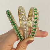 Vintage Green Zircon Bracelet Geometric Bangels for Women