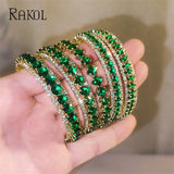 Vintage Green Zircon Bracelet Geometric Bangels for Women