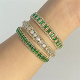 Vintage Green Zircon Bracelet Geometric Bangels for Women