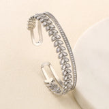 Zircon Flower Cuff Bangles for Women, Cubic Zirconia Bangle