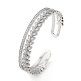 Zircon Flower Cuff Bangles for Women, Cubic Zirconia Bangle