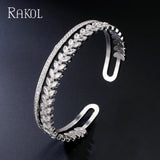 Zircon Flower Cuff Bangles for Women, Cubic Zirconia Bangle