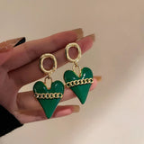 RAMI Silver Hoop Earring Green CZ Crystal Engagement Party Jewelry