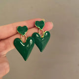 RAMI Silver Hoop Earring Green CZ Crystal Engagement Party Jewelry