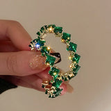 RAMI Silver Hoop Earring Green CZ Crystal Engagement Party Jewelry