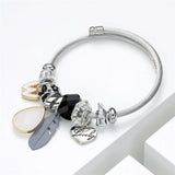 Stainless Steel Love Feather Bracelet for Women