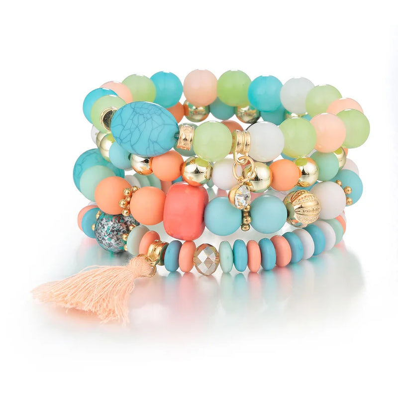 Bohemian Women Bracelet Tassel Charm Bangles Set