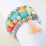 Bohemian Women Bracelet Tassel Charm Bangles Set