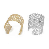 Punk Cuff Bracelet for Women Wide Bangle Hollow Flower Charm Jewelry