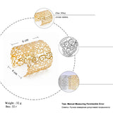Punk Cuff Bracelet for Women Wide Bangle Hollow Flower Charm Jewelry