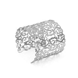 Punk Cuff Bracelet for Women Wide Bangle Hollow Flower Charm Jewelry