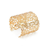 Punk Cuff Bracelet for Women Wide Bangle Hollow Flower Charm Jewelry
