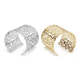 Punk Cuff Bracelet for Women Wide Bangle Hollow Flower Charm Jewelry