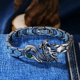 RD Domineering Green Gem Dragon Totem Men's Bracelet