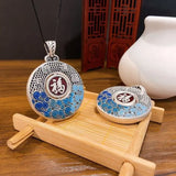 RD-Enamel Burning Auspicious Cloud Safe and Sound Sign Safety Buckle Pendant